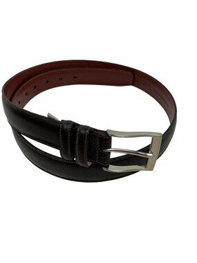 Perry Ellis Portfolio Italian Full Grain Cowhide Leather Belt With Silver Buckle
